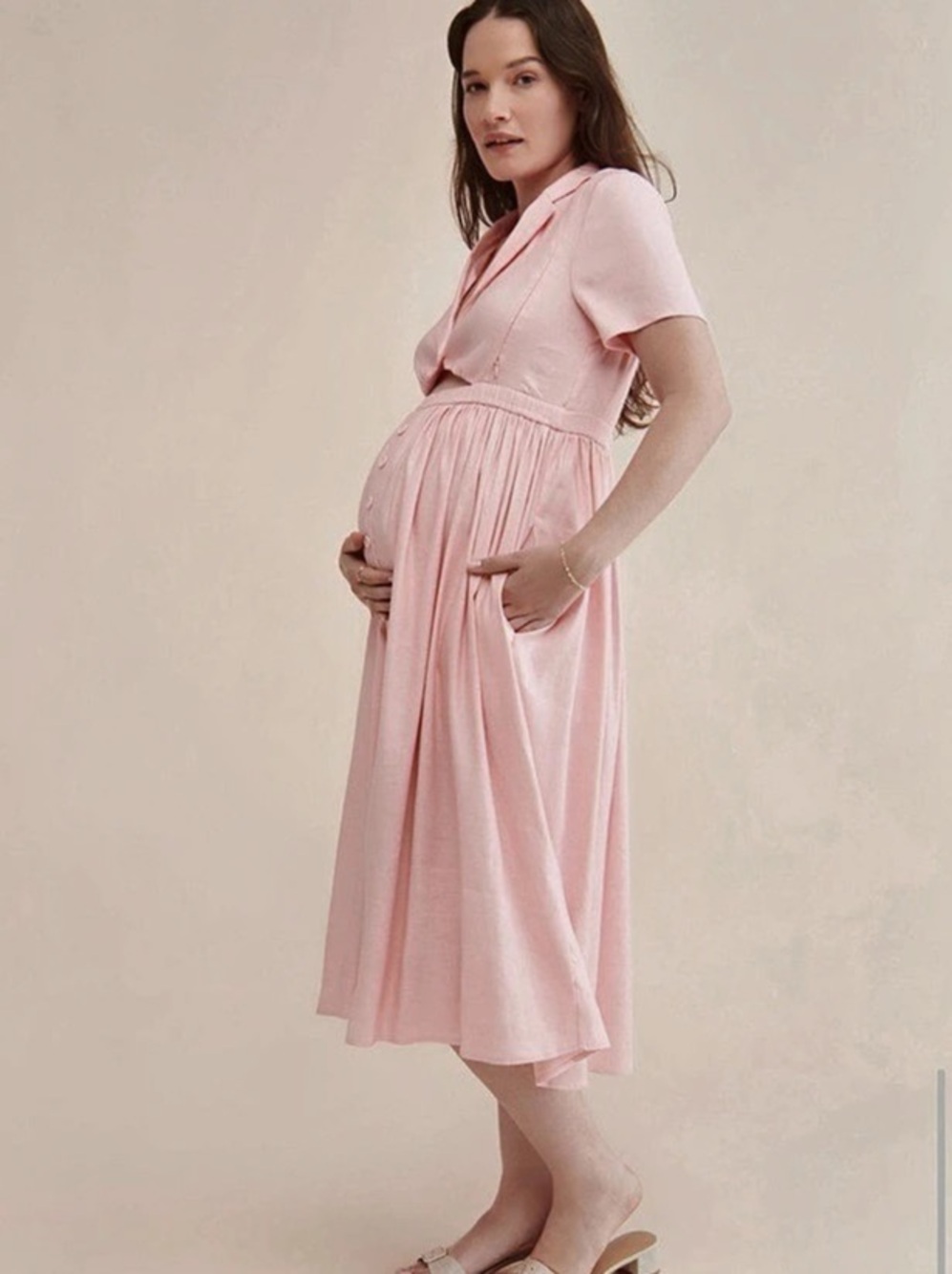 HATCH Enya Dress Pink Maternity Midi Dress